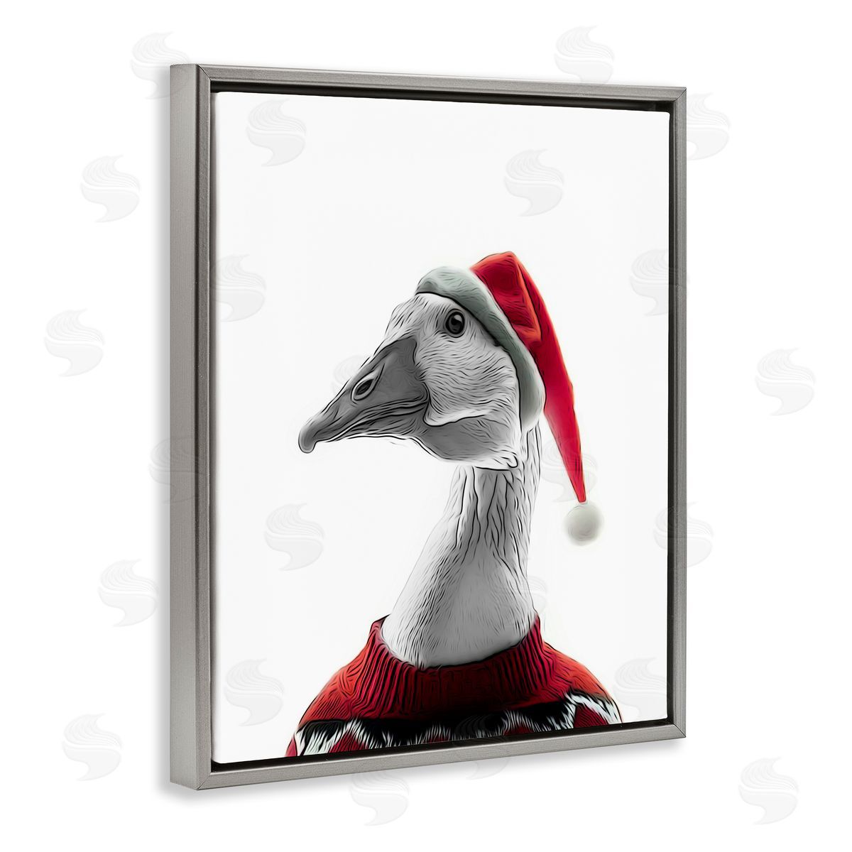 Annalisa Latella Duck in Santa Hat Gray Floater Frame Canvas Artside_