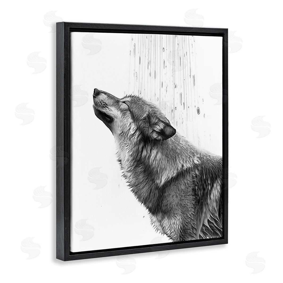 Annalisa Latella Wolf in Bathroom Splash Black Floater Frame Canvas Artside_