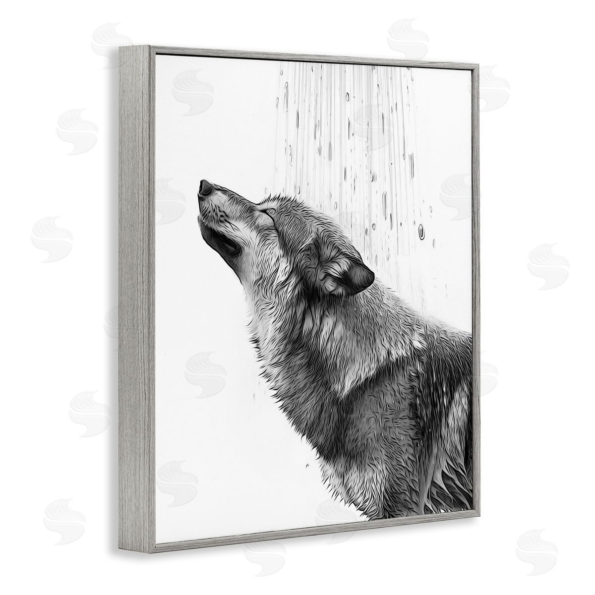 Annalisa Latella Wolf in Bathroom Splash Gray Framed Giclee Wall Artside_