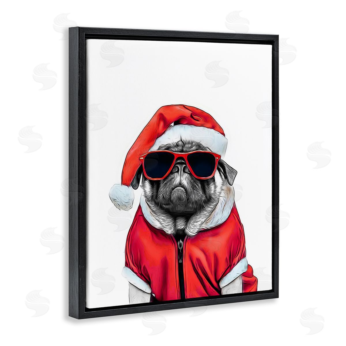 Annalisa Latella Funny Pug Santa Hat Black Floater Frame Canvas Artside_