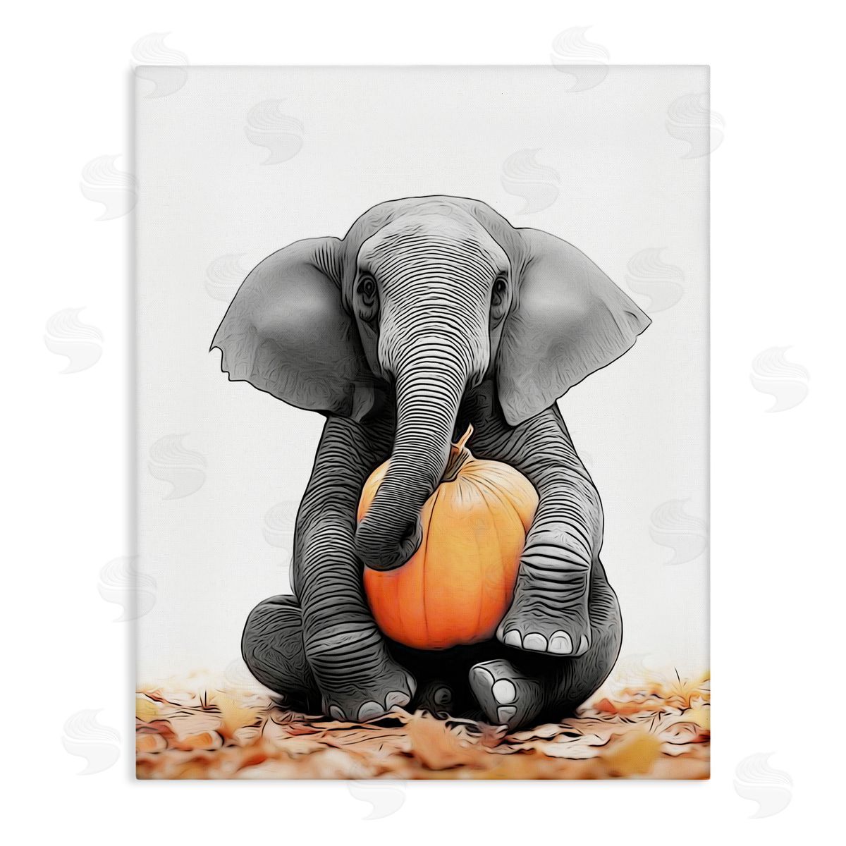 Annalisa Latella Elephant in Autumn Leaves Canvas Wall Art