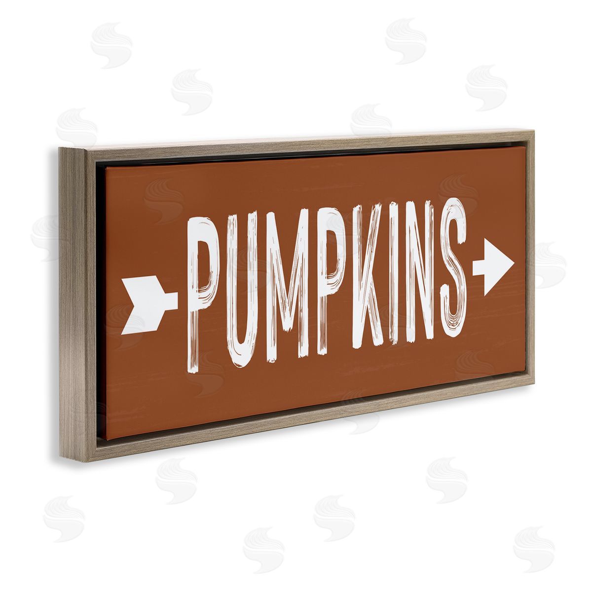 Lettered and Lined Pumpkins Pointing Right Brown Floater Frame Canvas Artside_