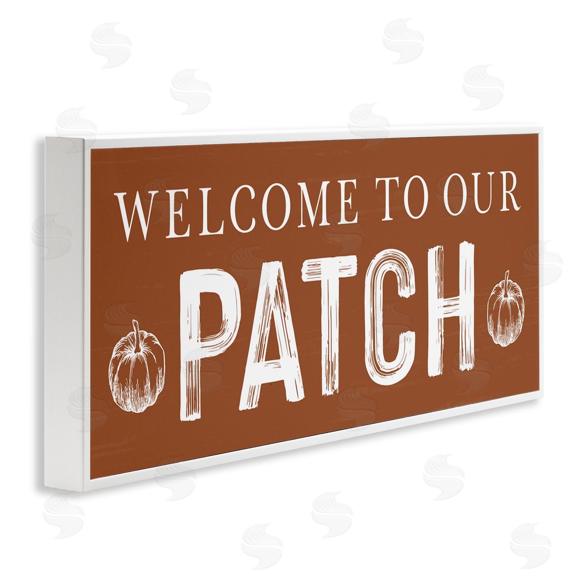 Lettered and Lined Welcome Pumpkin Patch White Framed Giclee Wall Artside_