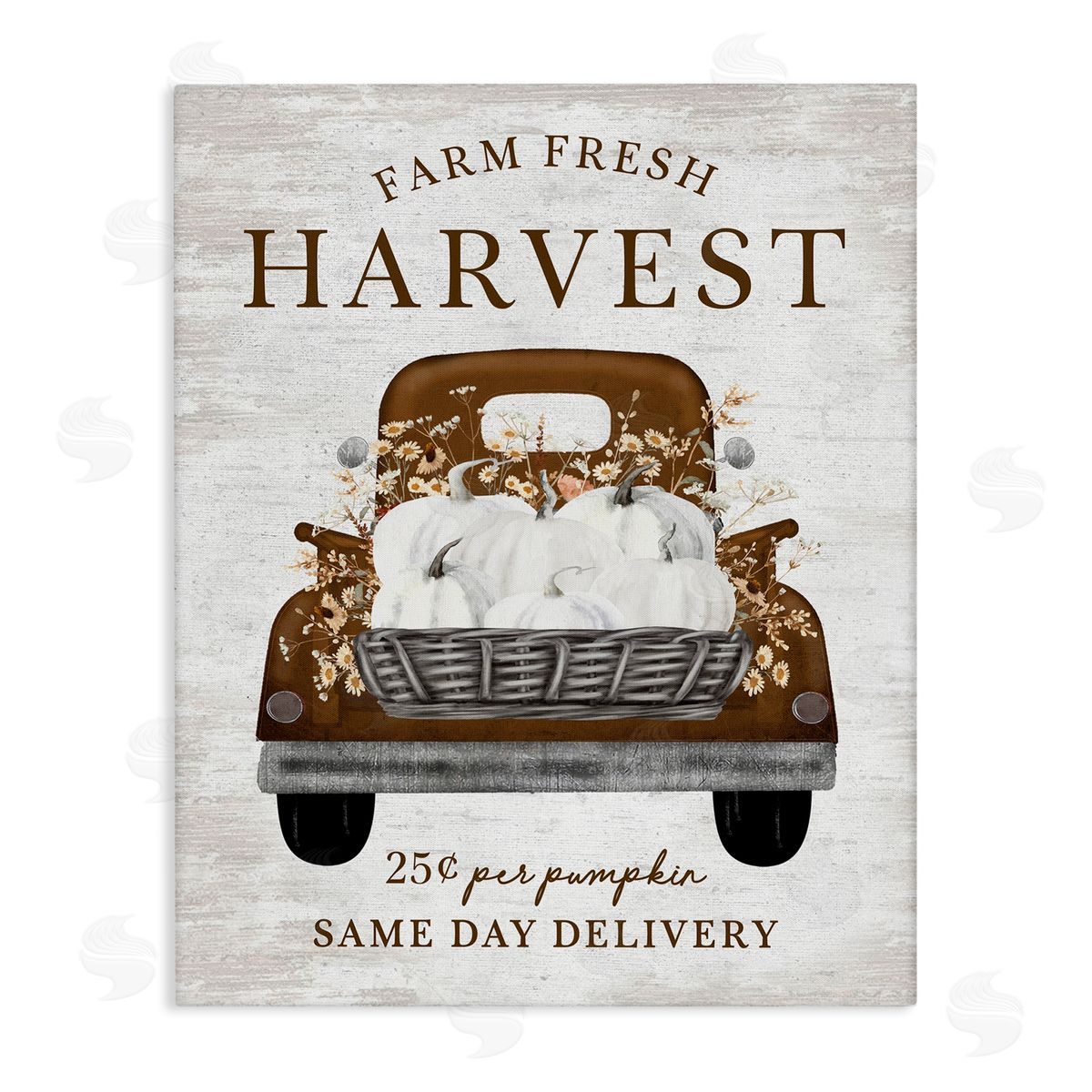 Lettered and Lined Farm Pumpkin Harvest Canvas Wall Art