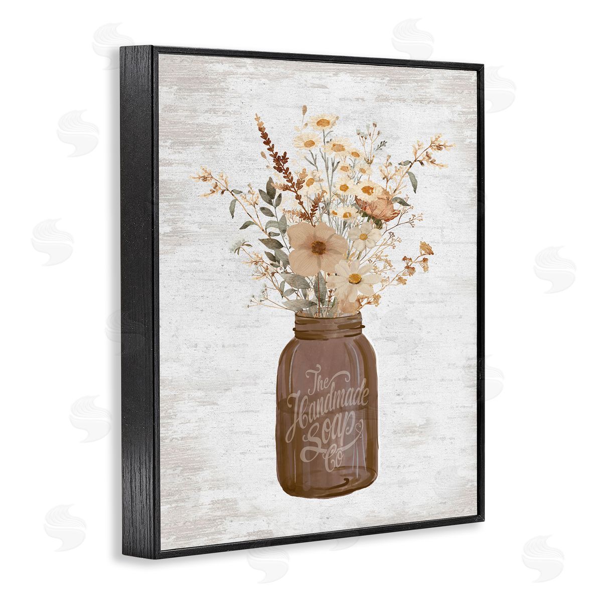 Lettered and Lined Autumnal Flower Arrangement Black Framed Giclee Wall Artside_