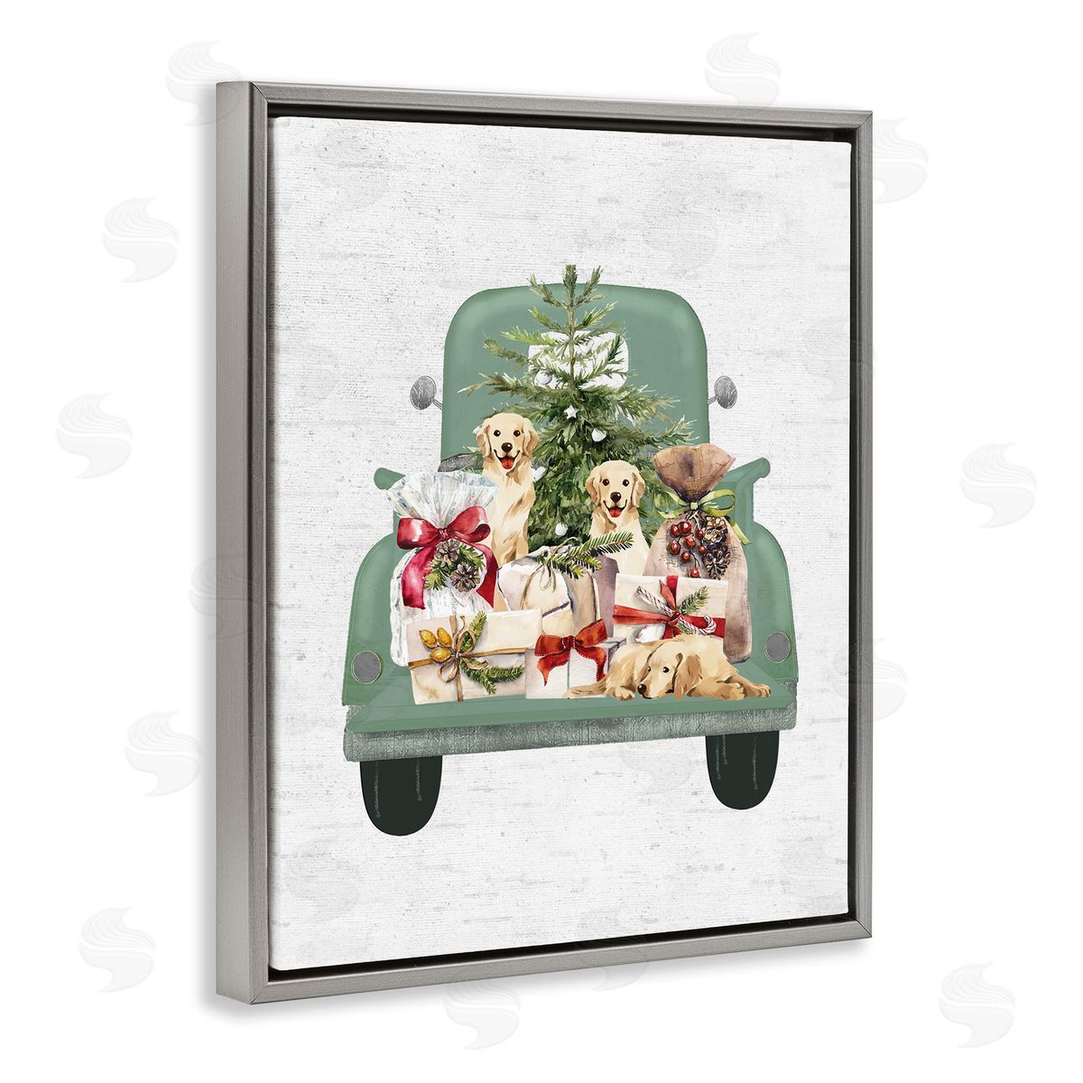 Lettered and Lined Holiday Gift Truck Gray Floater Frame Canvas Artside_