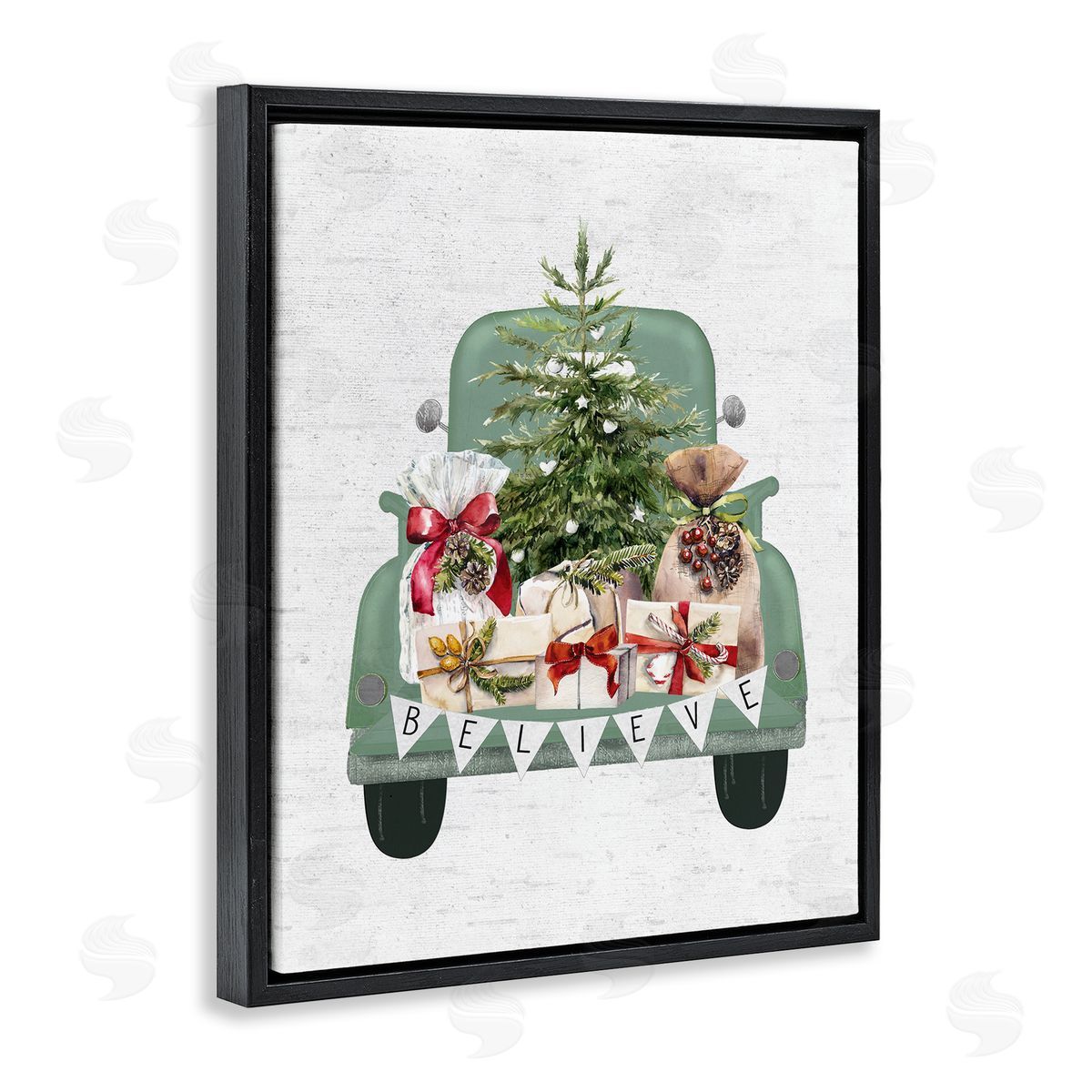 Lettered and Lined Christmas Gift Pickup Black Floater Frame Canvas Artside_