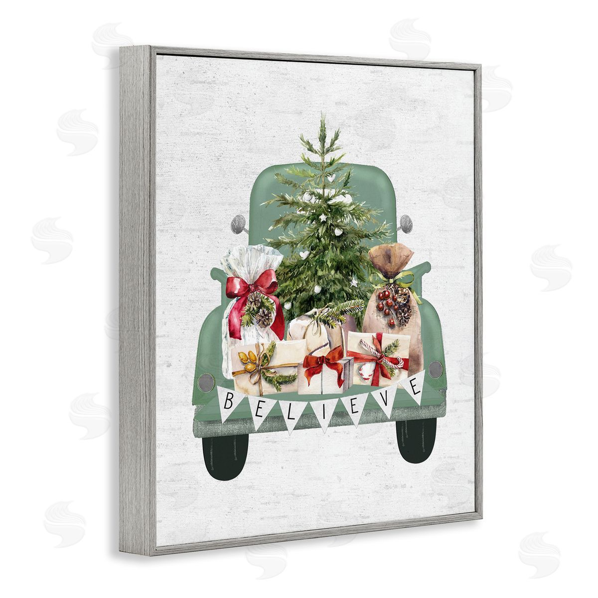 Lettered and Lined Christmas Gift Pickup Gray Framed Giclee Wall Artside_