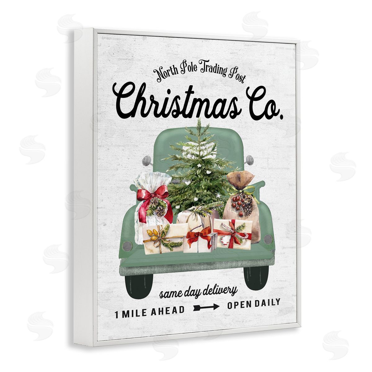 Lettered and Lined Christmas Co Gift Truck White Framed Giclee Wall Artside_