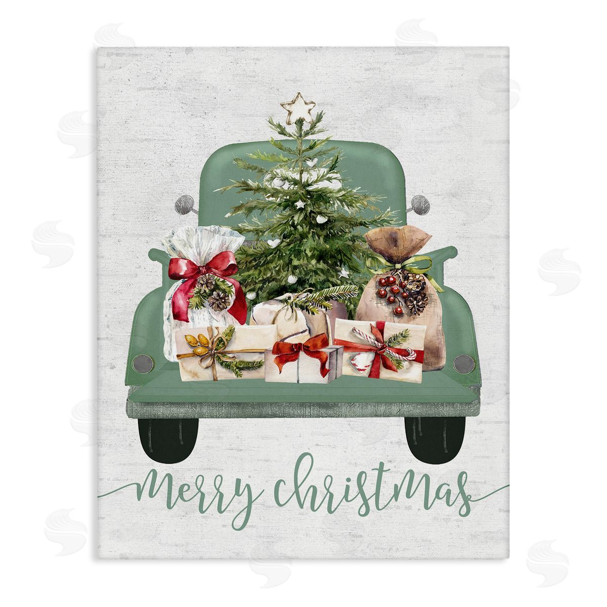 Lettered and Lined Merry Christmas Truck Canvas Wall Art