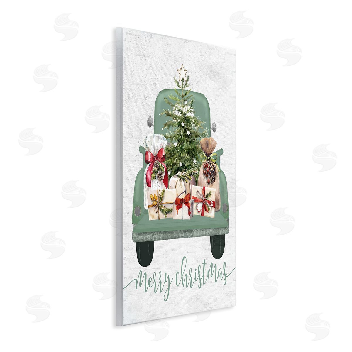 Lettered and Lined Merry Christmas Truck Wall Plaque Artside_