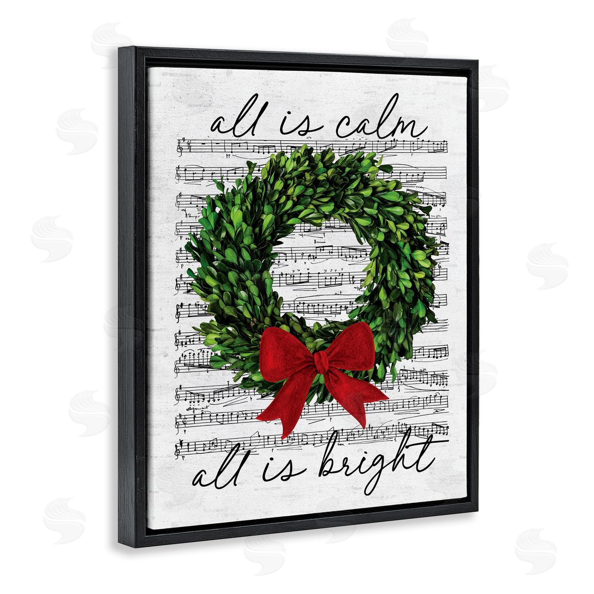 Lettered and Lined All is Bright Holiday Music Black Floater Frame Canvas Artside_