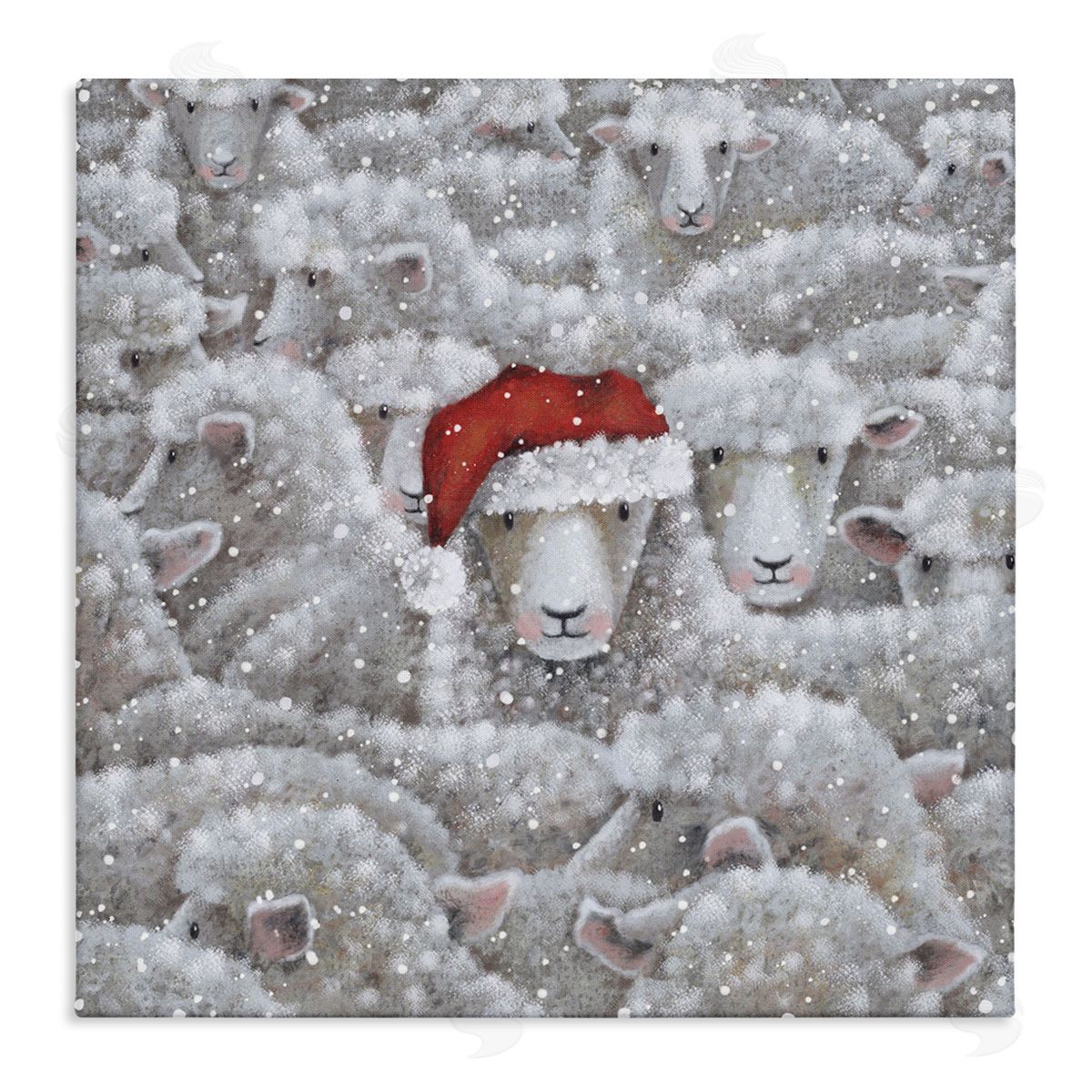 Nicola Mason Sheep with Santa Hat Canvas Wall Art