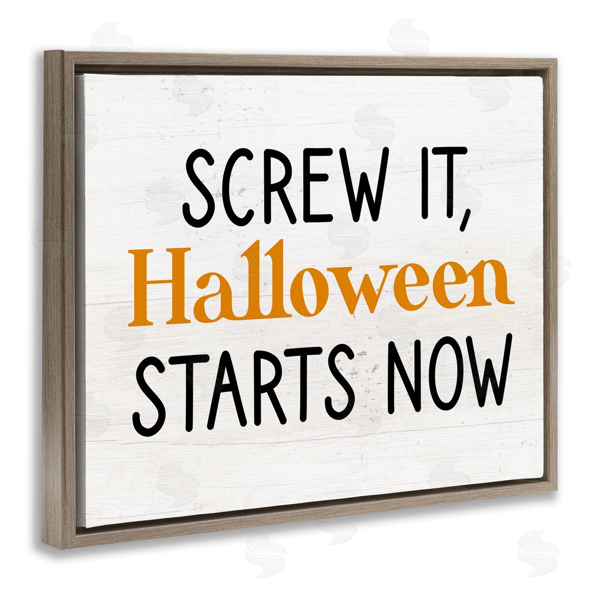 Stupell Studio Halloween Starts Now Phrase Brown Floater Frame Canvas Artside_
