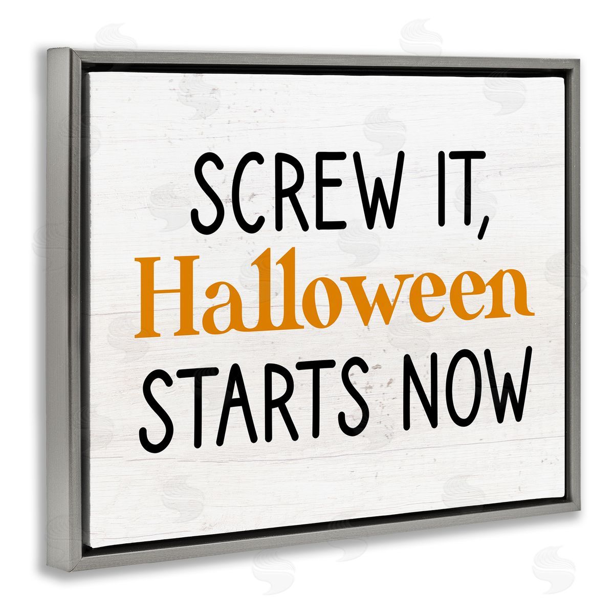 Stupell Studio Halloween Starts Now Phrase Gray Floater Frame Canvas Artside_