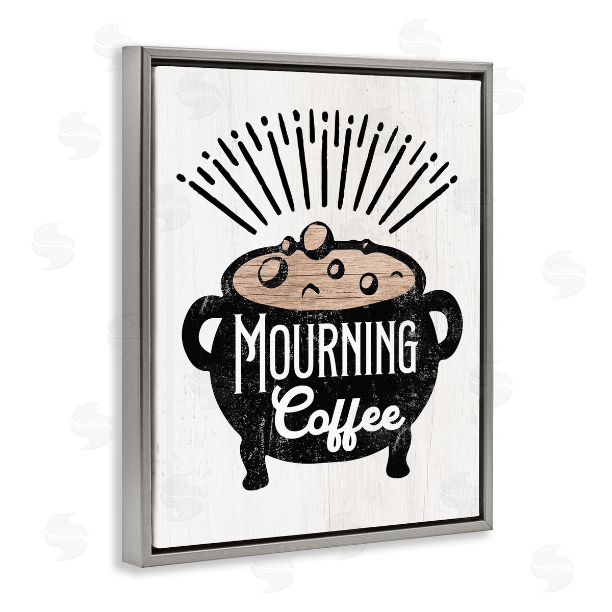 Stupell Studio Mourning Coffee Cauldron Gray Floater Frame Canvas Artside_