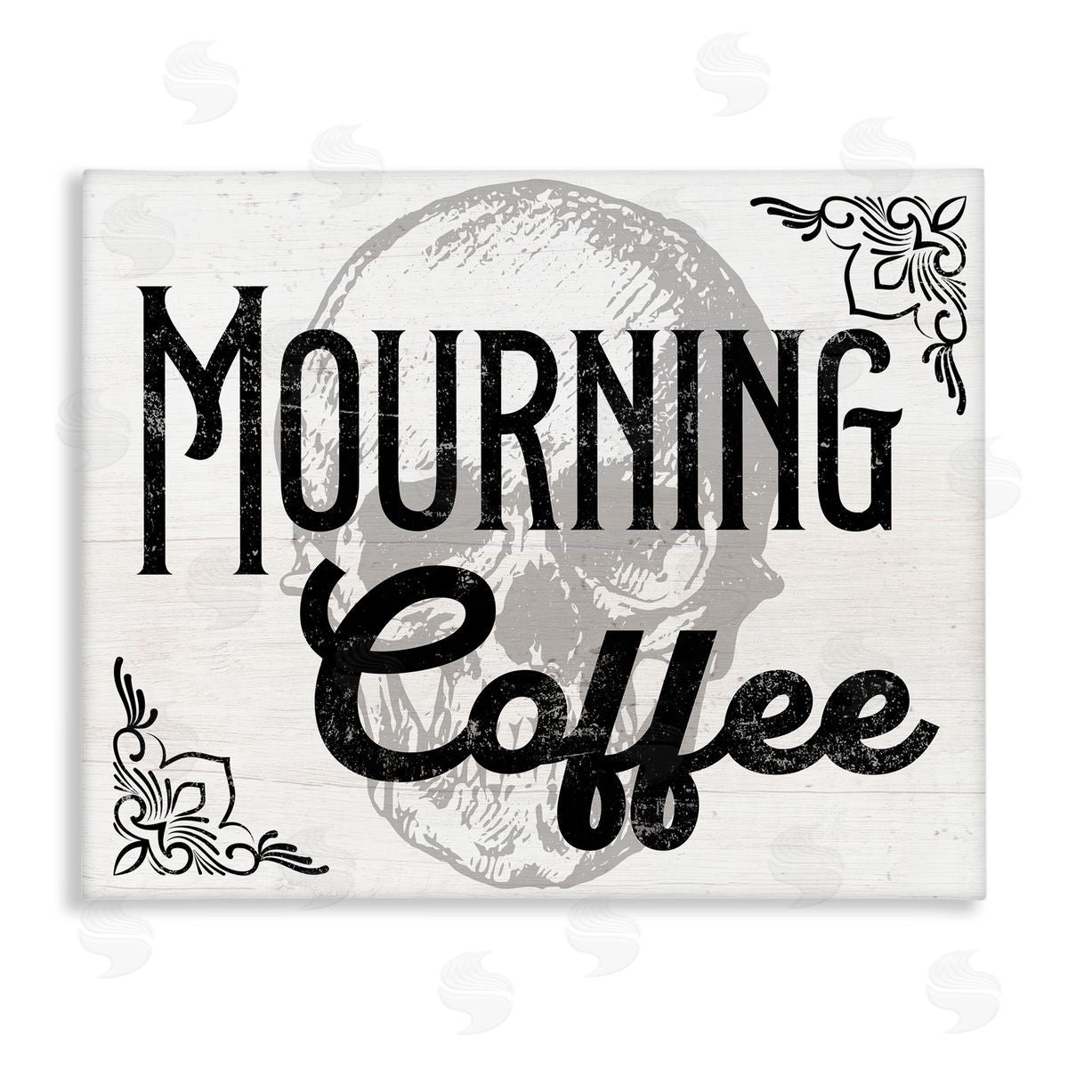 Stupell Studio Mourning Coffee Skull Canvas Wall Art