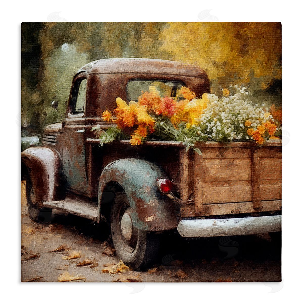 Riley B Autumnal Plants in Truck Canvas Wall Art
