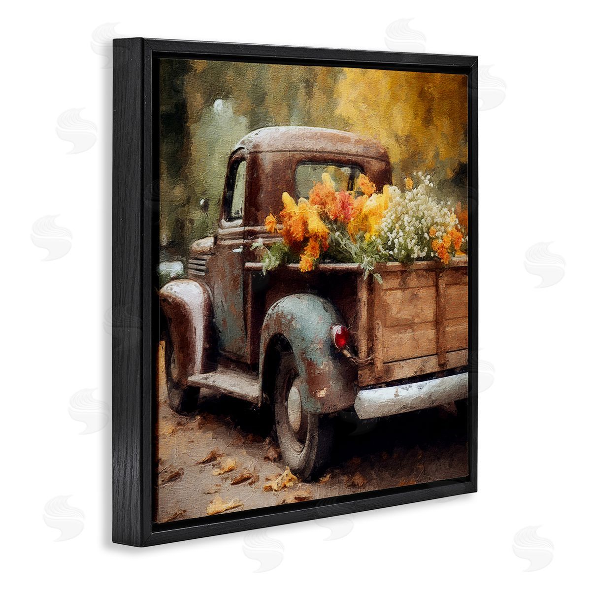 Riley B Autumnal Plants in Truck Black Floater Frame Canvas Artside_