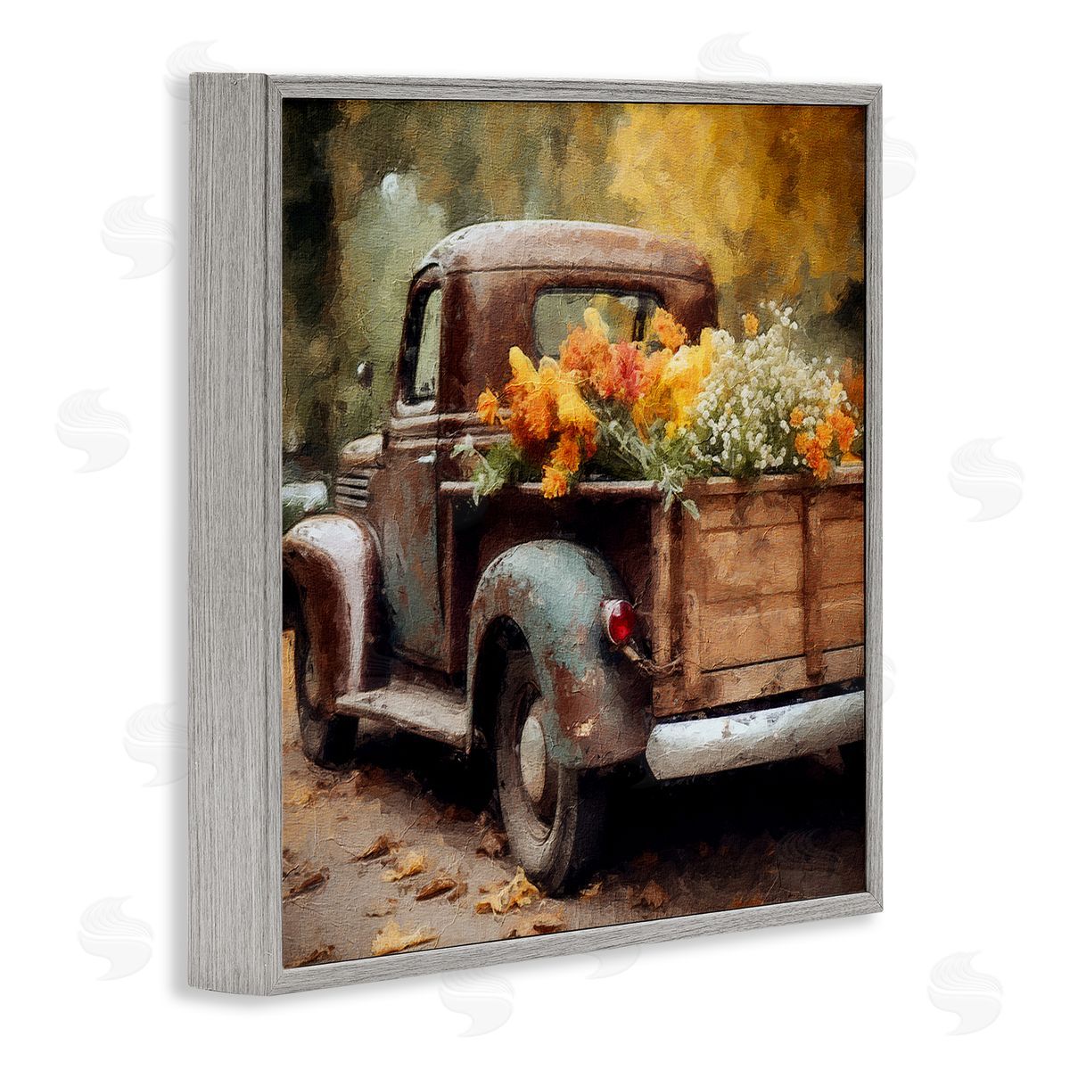 Riley B Autumnal Plants in Truck Gray Framed Giclee Wall Artside_