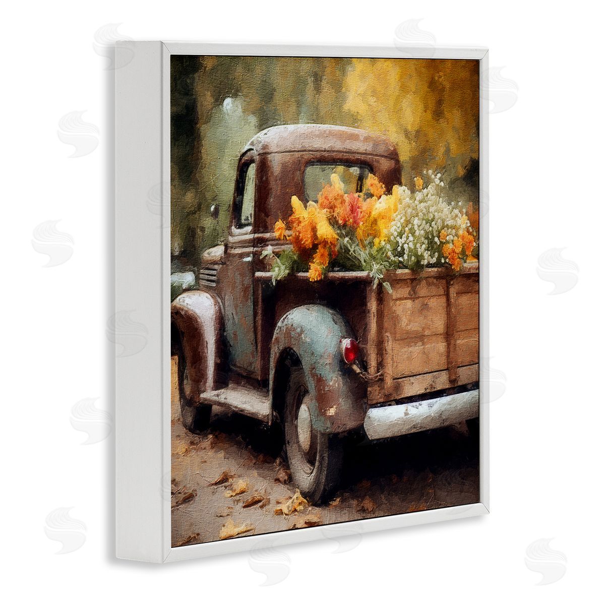 Riley B Autumnal Plants in Truck White Framed Giclee Wall Artside_