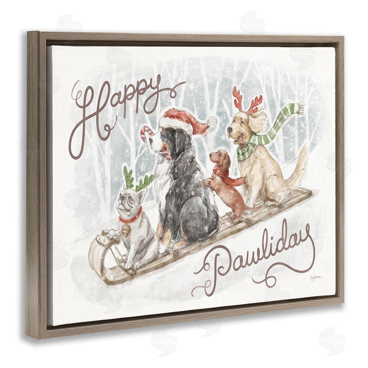 Mary Urban Happy Pawliday Dogs Brown Floater Frame Canvas Artside_