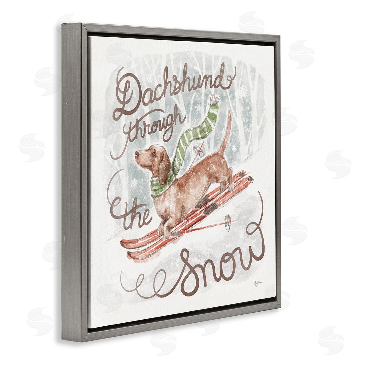 Mary Urban Dachshund Through Snow Gray Floater Frame Canvas Artside_