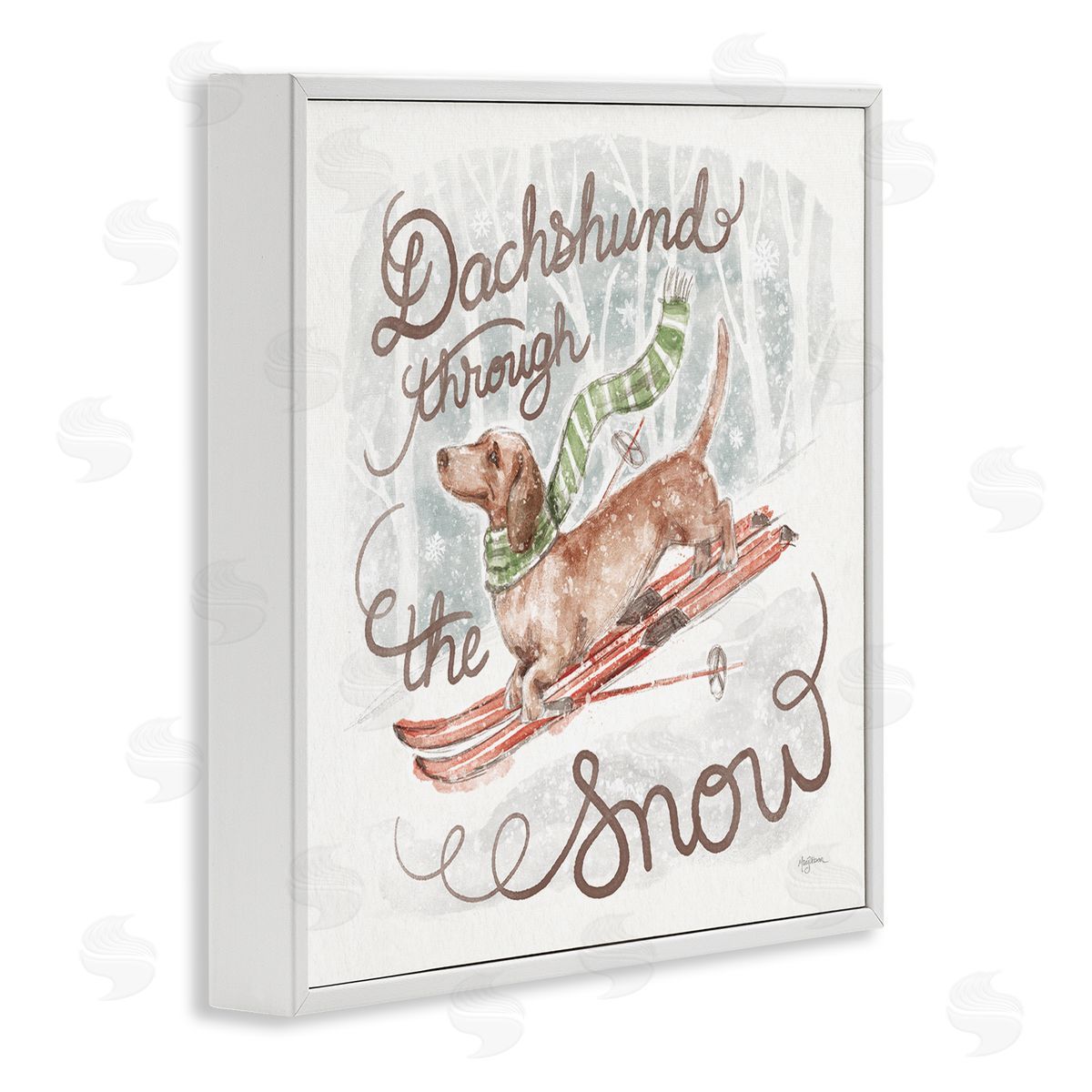 Mary Urban Dachshund Through Snow White Framed Giclee Wall Artside_