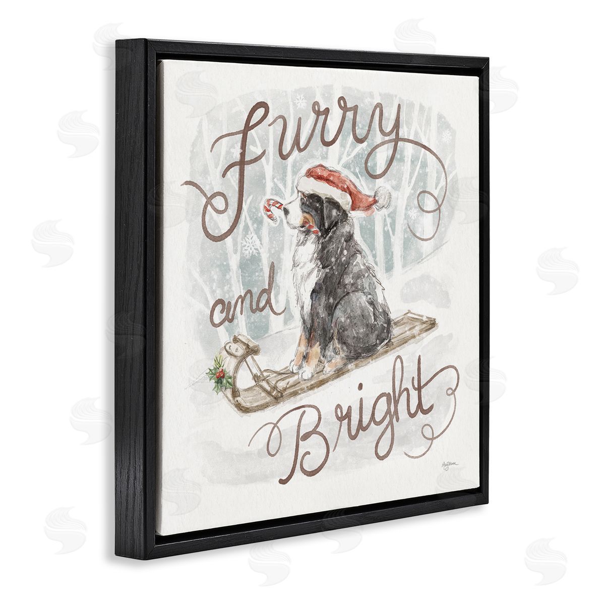 Mary Urban Furry & Bright Dog Black Floater Frame Canvas Artside_