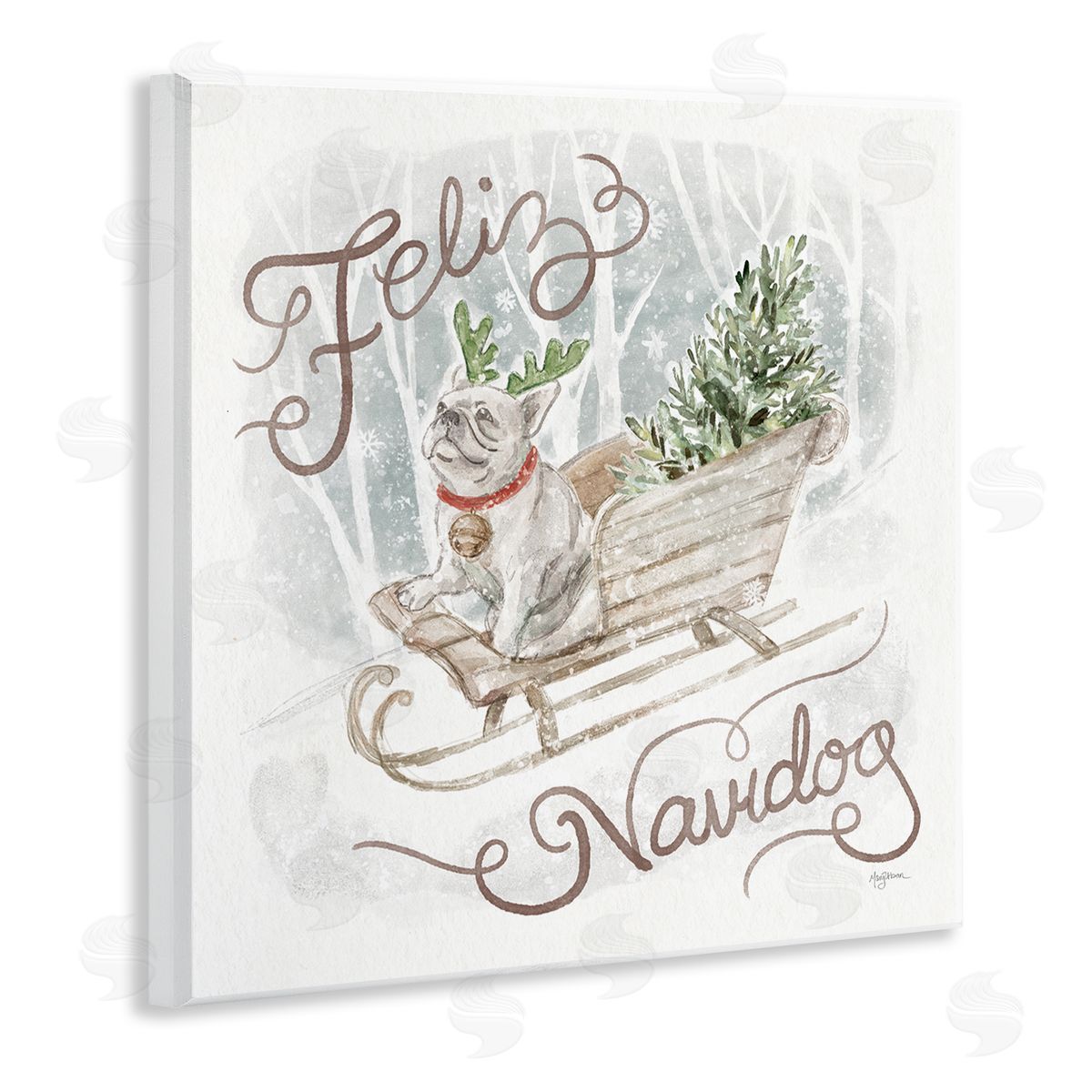 Mary Urban Feliz Navidog Bulldog Wall Plaque Artside_