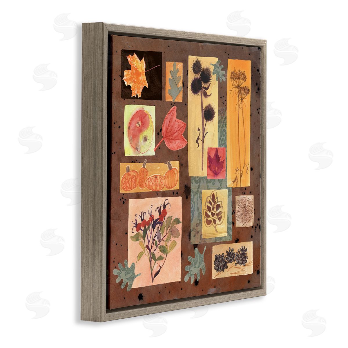 Maret Hensick Autumn Botanicals Pattern Brown Floater Frame Canvas Artside_