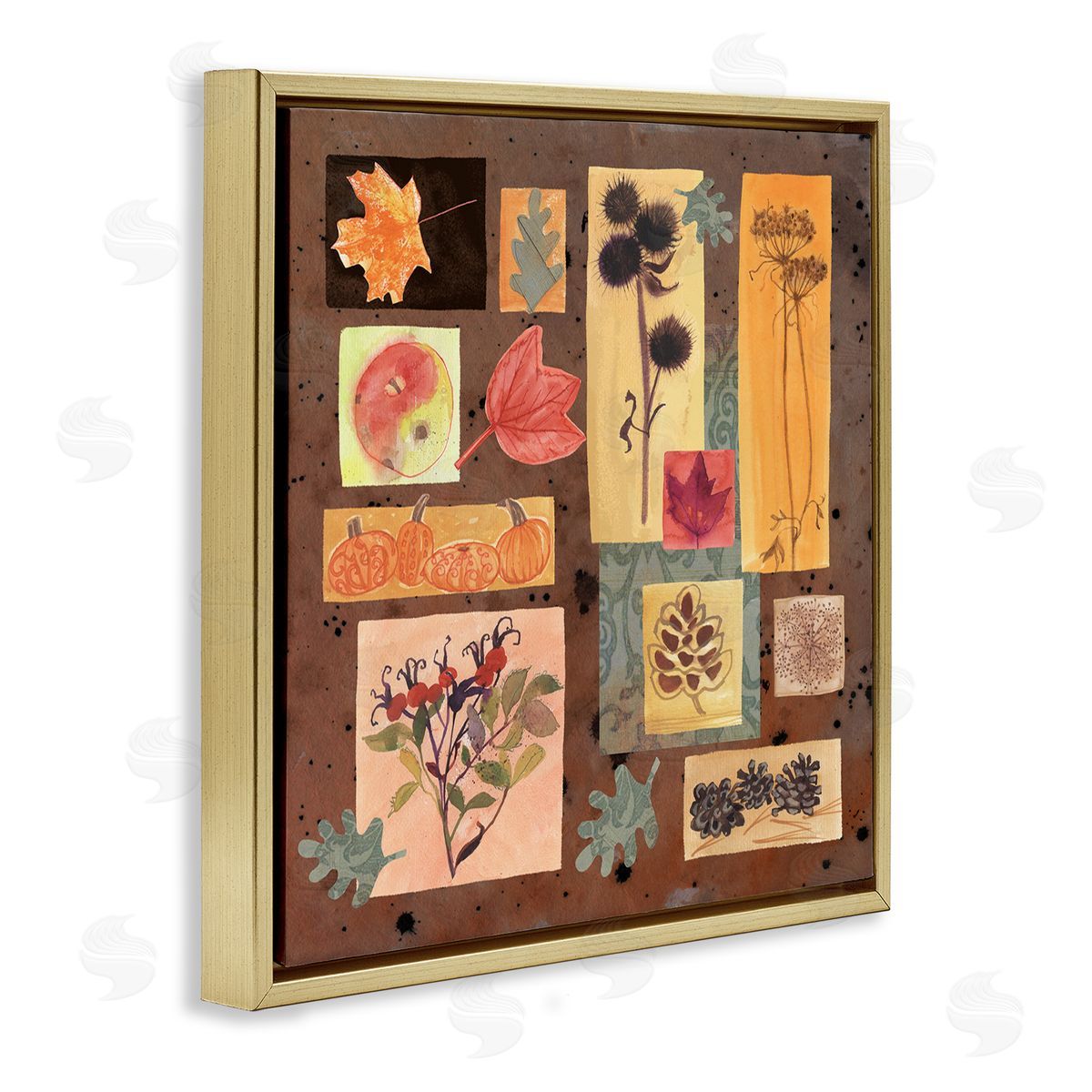 Maret Hensick Autumn Botanicals Pattern Gold Floater Frame Canvas Artside_