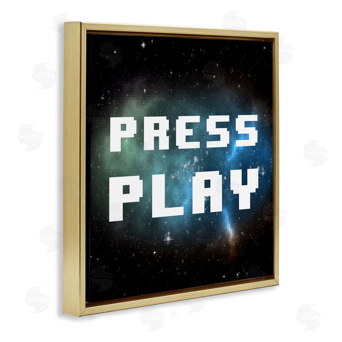 Press Play Nebula Gold Floating Frame Canvas Wall Art, Home Decor by June Erica Vess