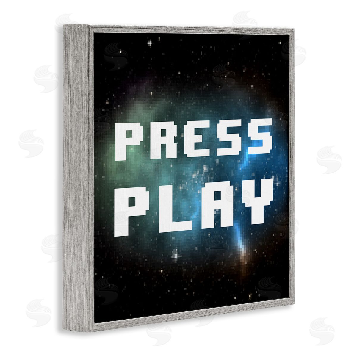 Press Play Nebula Grey Frame Print Wall Art, Home Decor by June Erica Vess