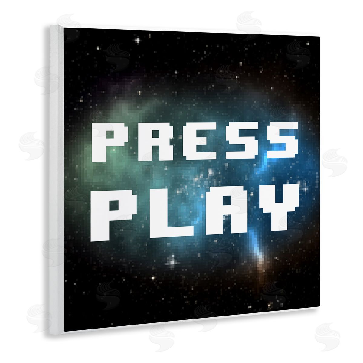 Press Play Nebula Wood Plaque Wall Art, Home Decor by June Erica Vess