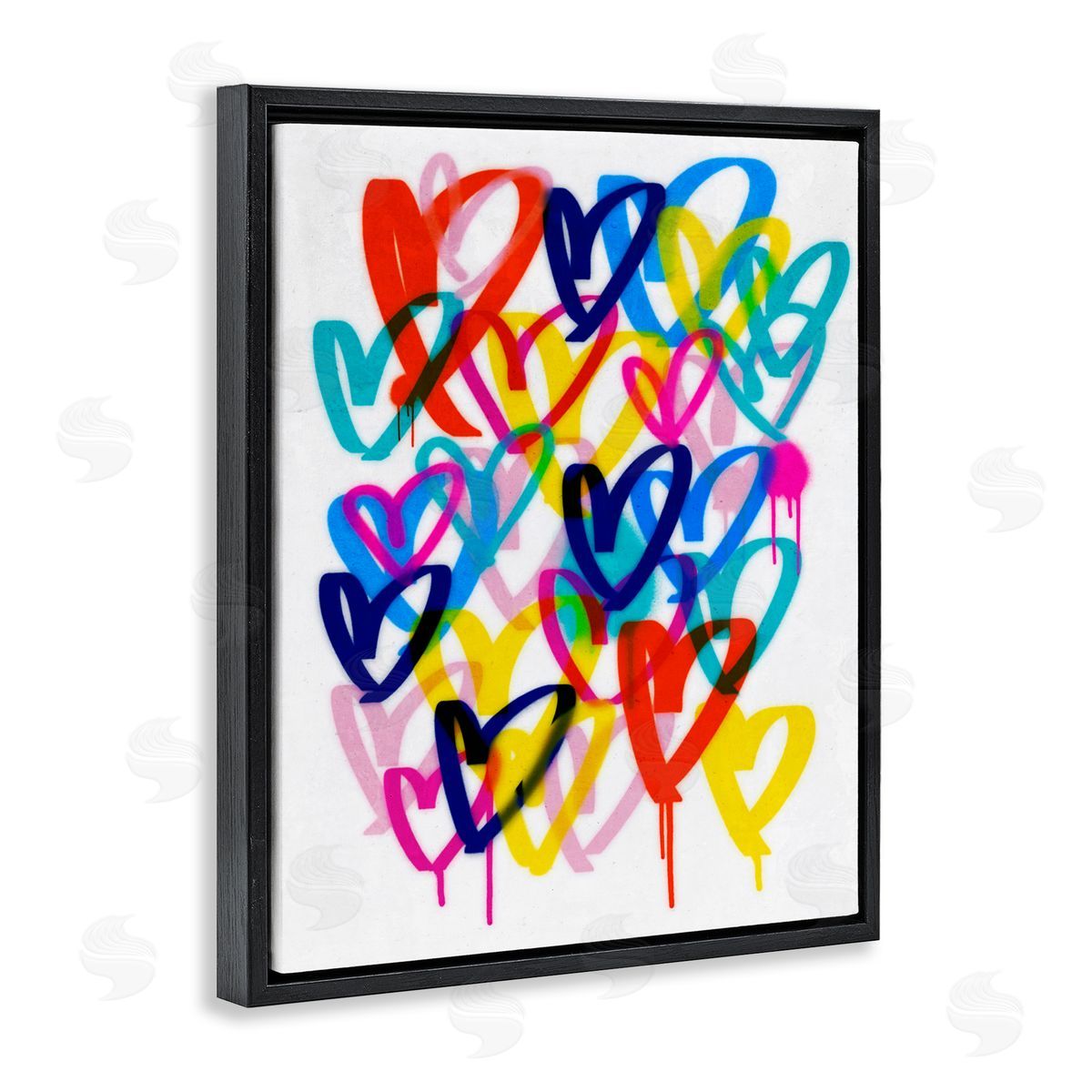 Victoria Barnes Modern Graffiti Hearts Black Floater Frame Canvas Artside_