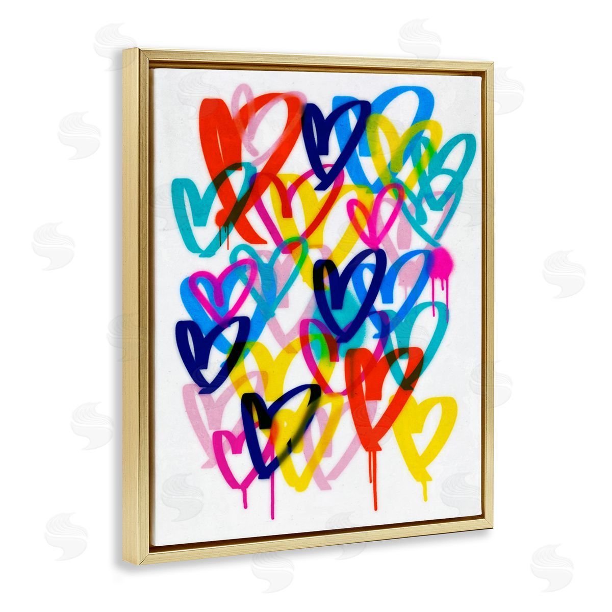 Victoria Barnes Modern Graffiti Hearts Gold Floater Frame Canvas Artside_
