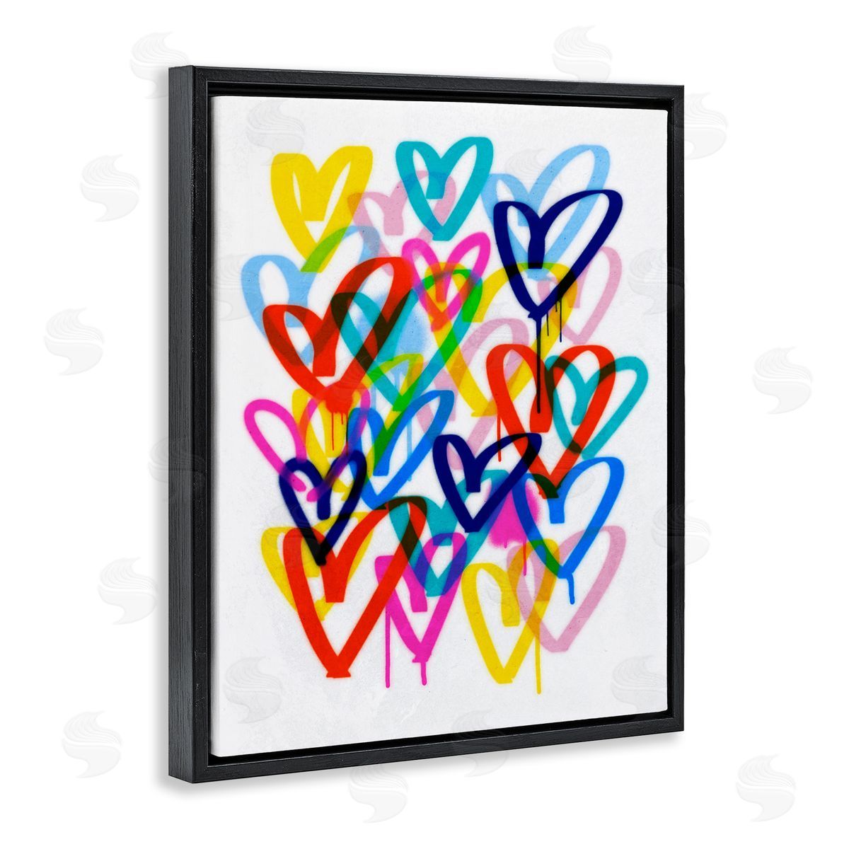 Victoria Barnes Modern Urban Hearts Black Floater Frame Canvas Artside_