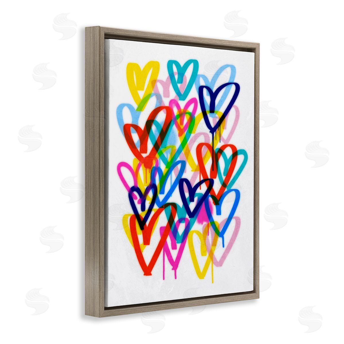 Victoria Barnes Modern Urban Hearts Brown Floater Frame Canvas Artside_