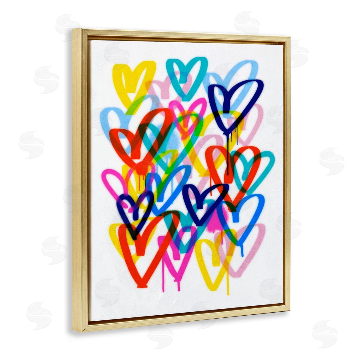 Victoria Barnes Modern Urban Hearts Gold Floater Frame Canvas Artside_