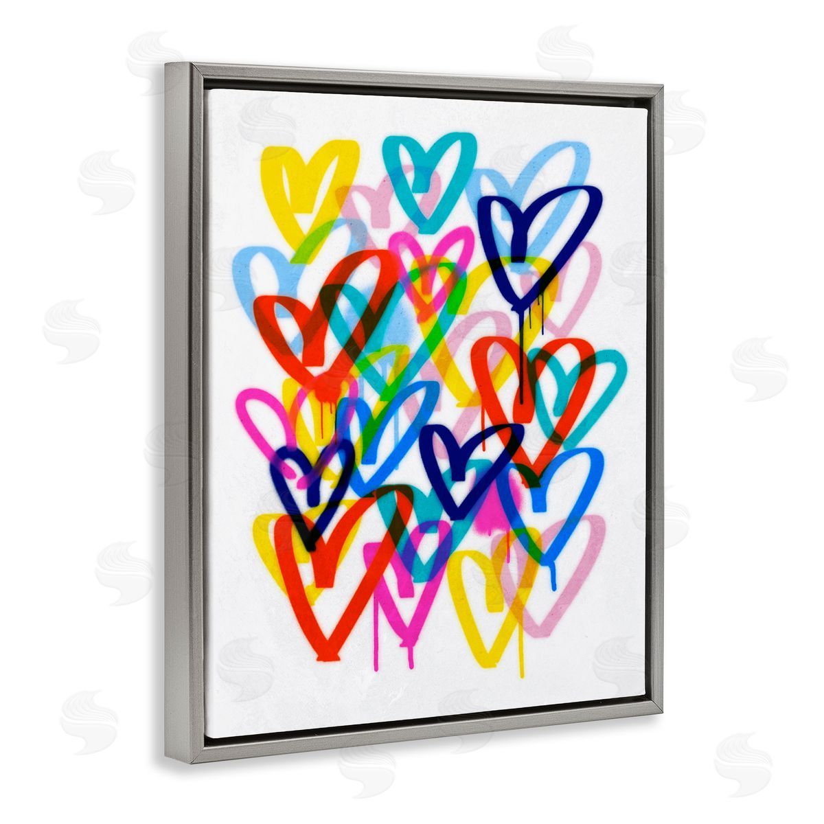 Victoria Barnes Modern Urban Hearts Gray Floater Frame Canvas Artside_