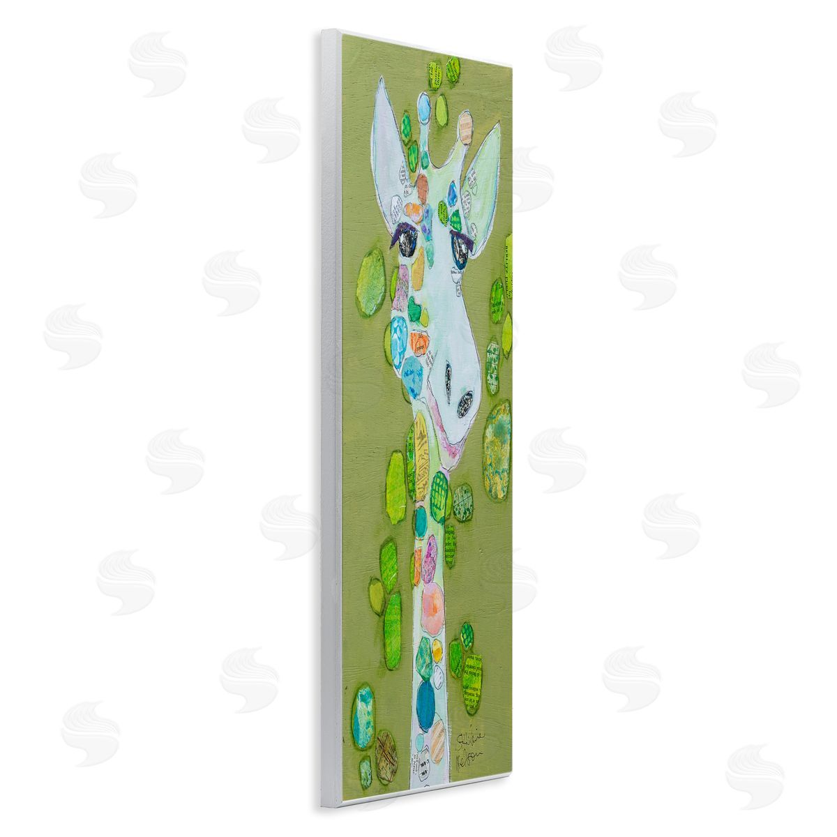 Elizabeth St. Hilaire Green Giraffe Collage Wall Plaque Artside_
