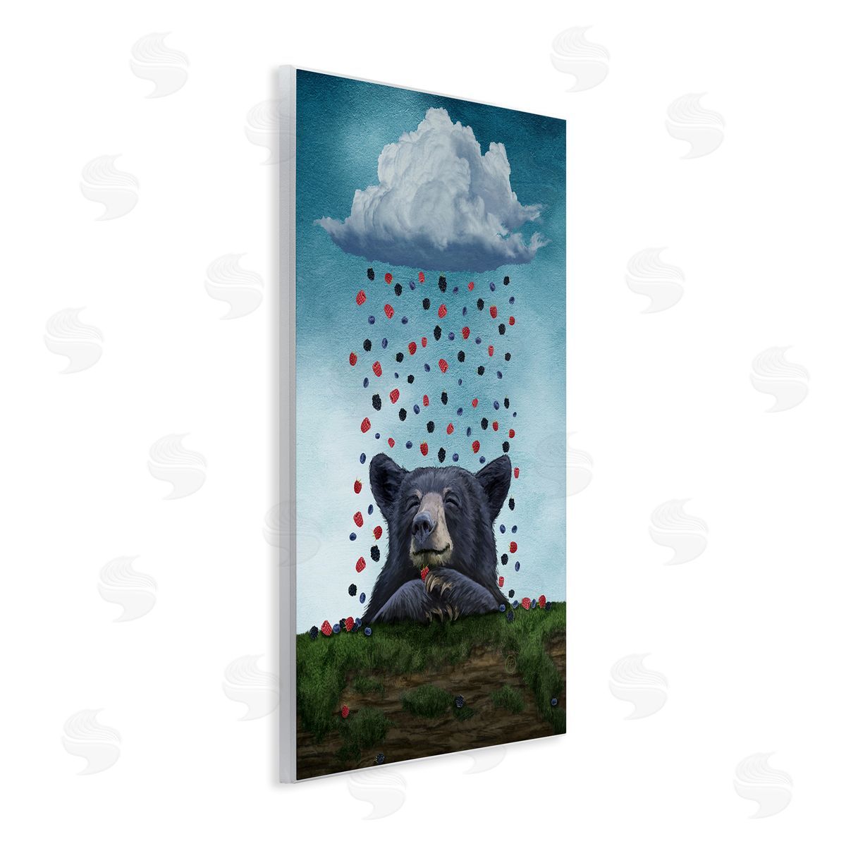 Paula Belle Flores Bear with Berry Cloud Wall Plaque Artside_