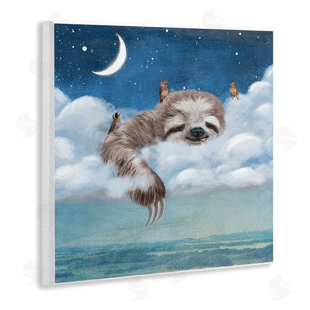 Paula Belle Flores Sloth Asleep in Clouds Wall Plaque Artside_