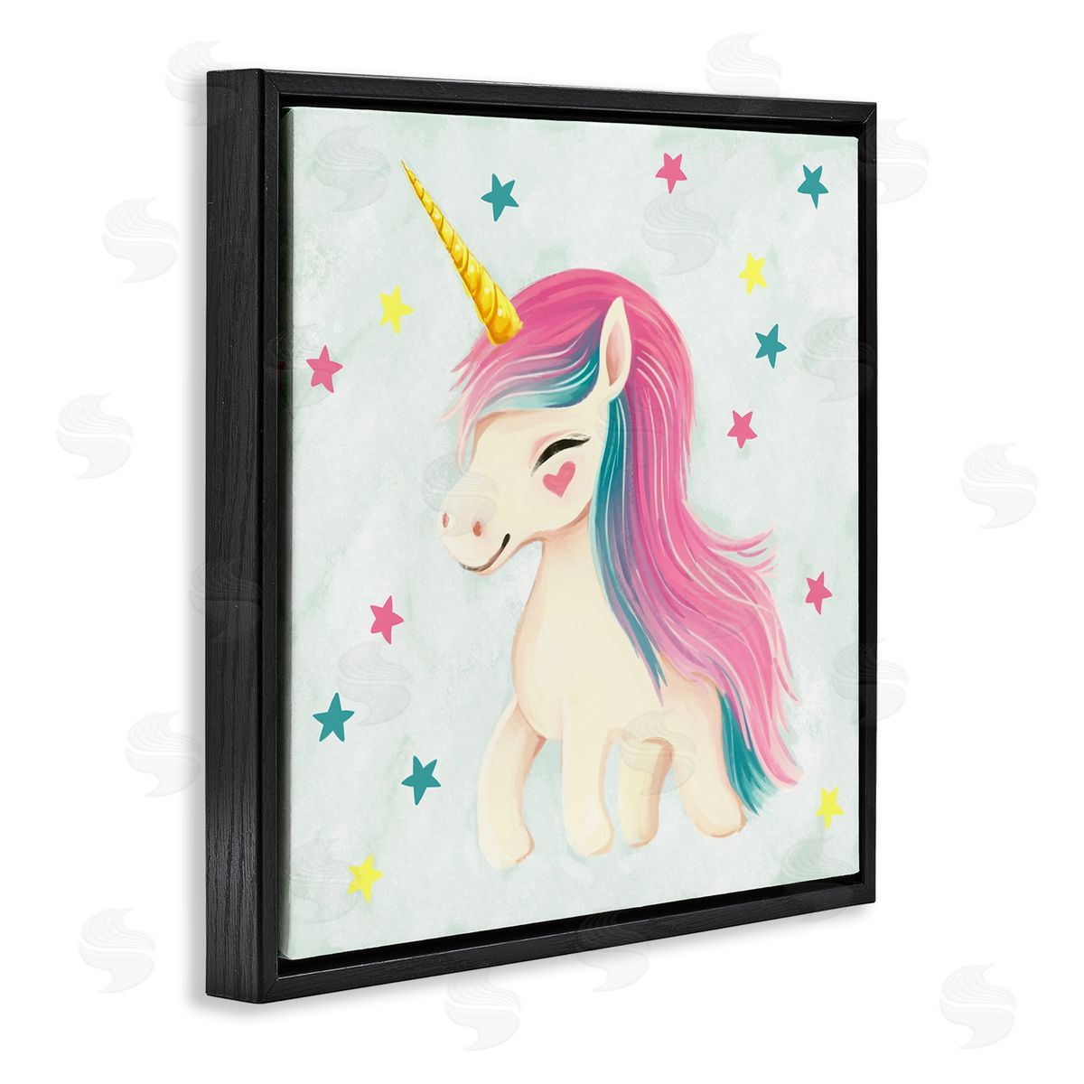 Ziwei Li Pastel Unicorn Pony Black Floater Frame Canvas Artside_