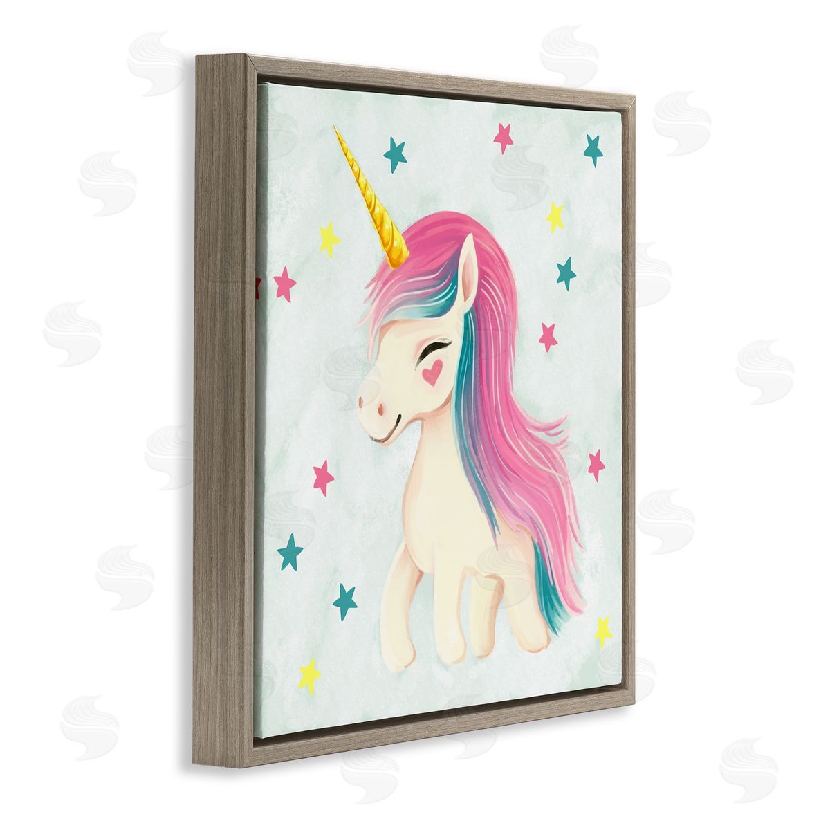 Ziwei Li Pastel Unicorn Pony Brown Floater Frame Canvas Artside_
