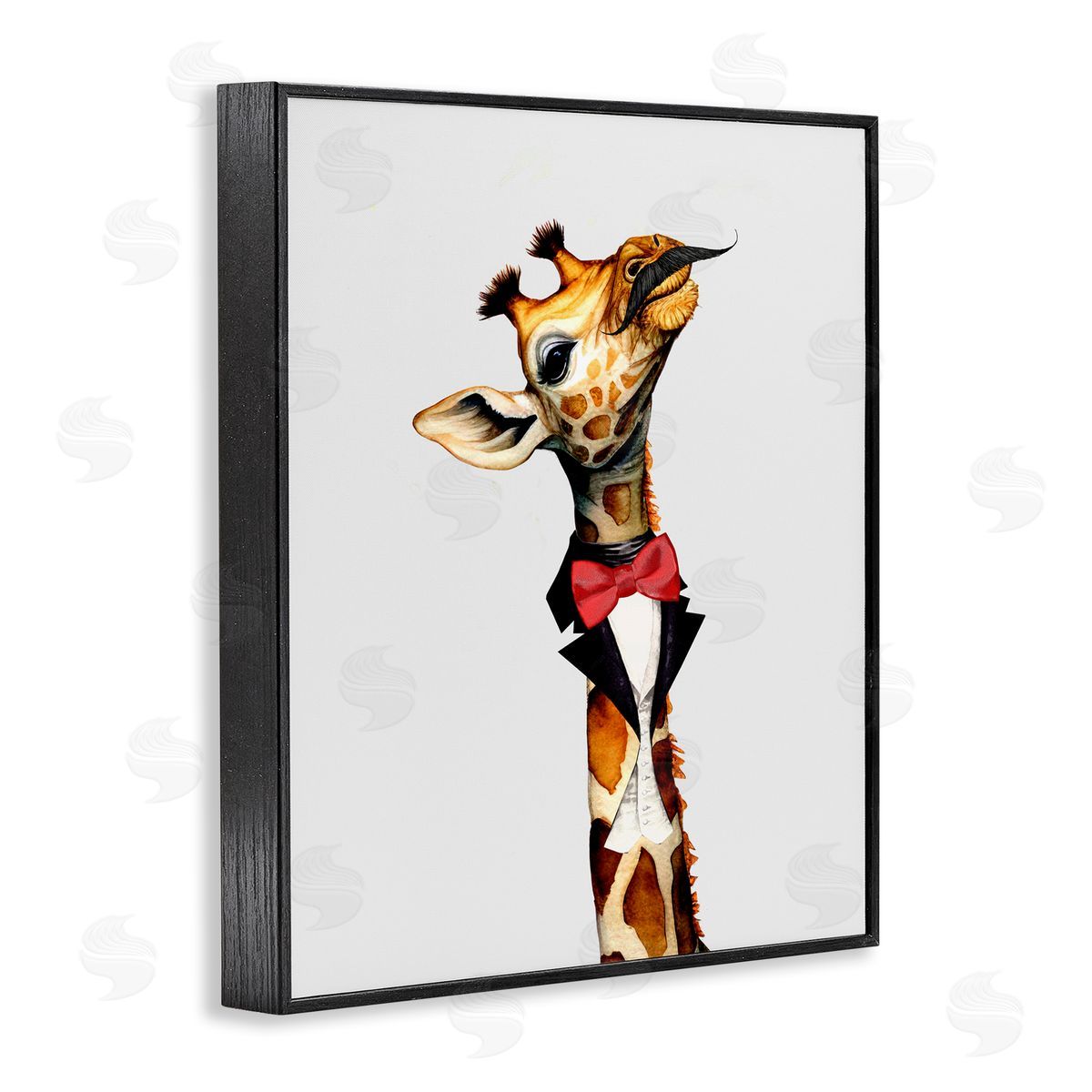 Karen Smith Mustache Giraffe with Bowtie Black Framed Giclee Wall Artside_