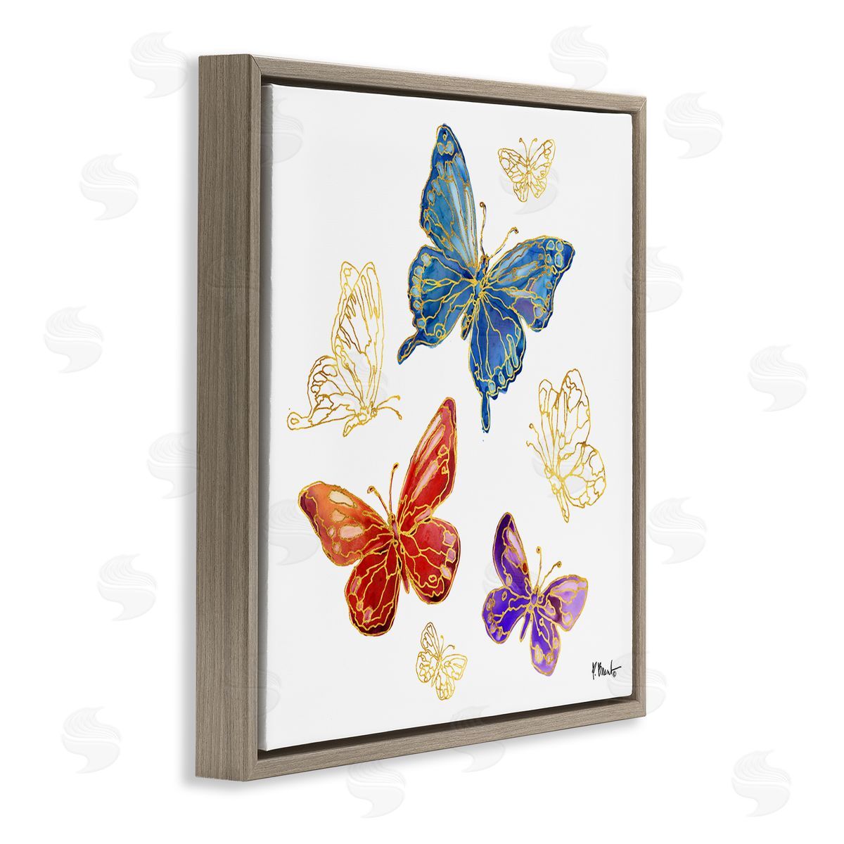 Paul Brent Butterfly Glam Detail Brown Floater Frame Canvas Artside_