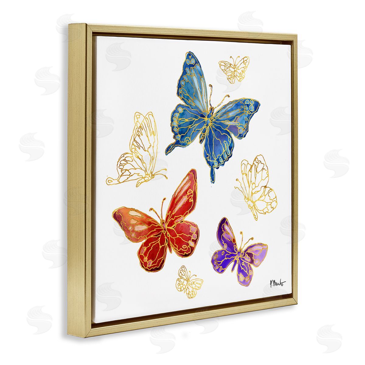 Paul Brent Butterfly Glam Detail Gold Floater Frame Canvas Artside_
