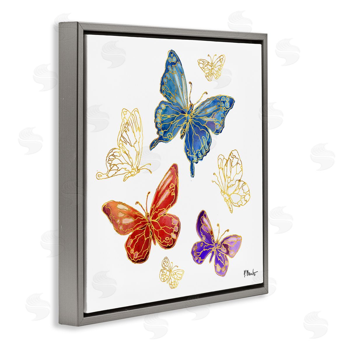 Paul Brent Butterfly Glam Detail Gray Floater Frame Canvas Artside_